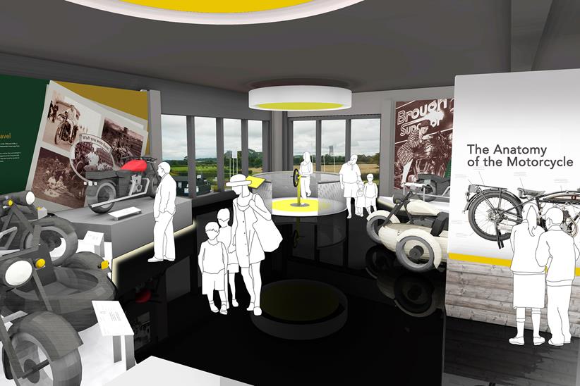 A concept sketch of what the Haynes Museum motorcycle display will look like