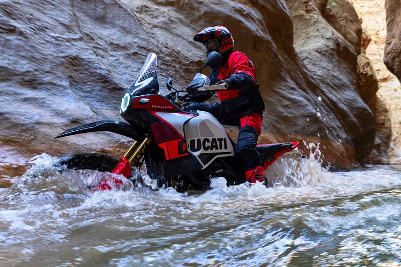 Ducati DesertX Rally river crossing