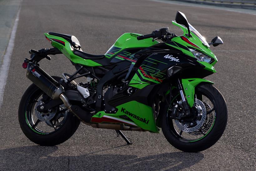 Kawasaki ZX-4RR parked up on a race track