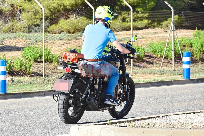 Royal Enfield 650 scrambler spy shot on the road