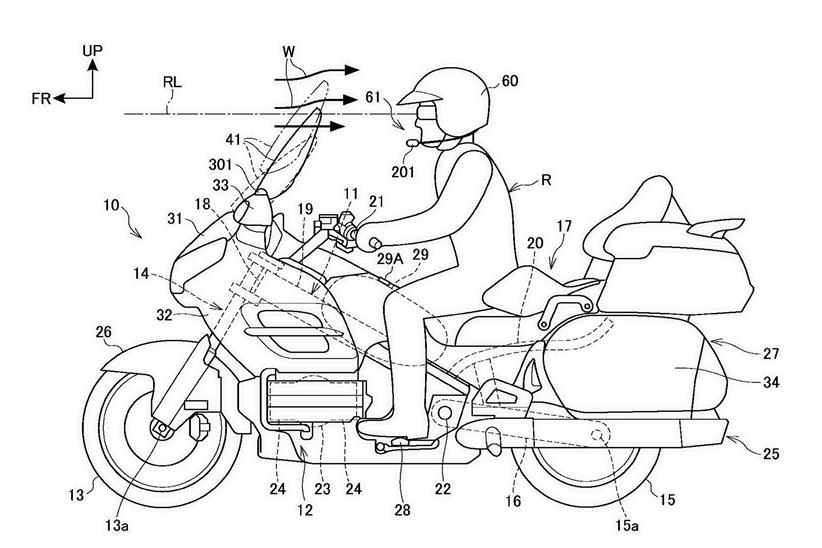 Honda Gold Wing self adjusting screen tech drawing