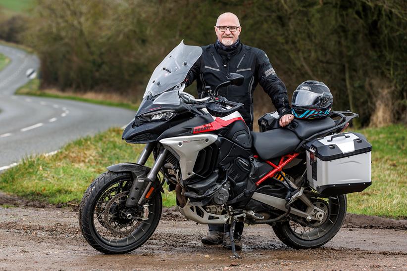 Rich stands with the MCN fleet Ducati Multistrada V4 Rally