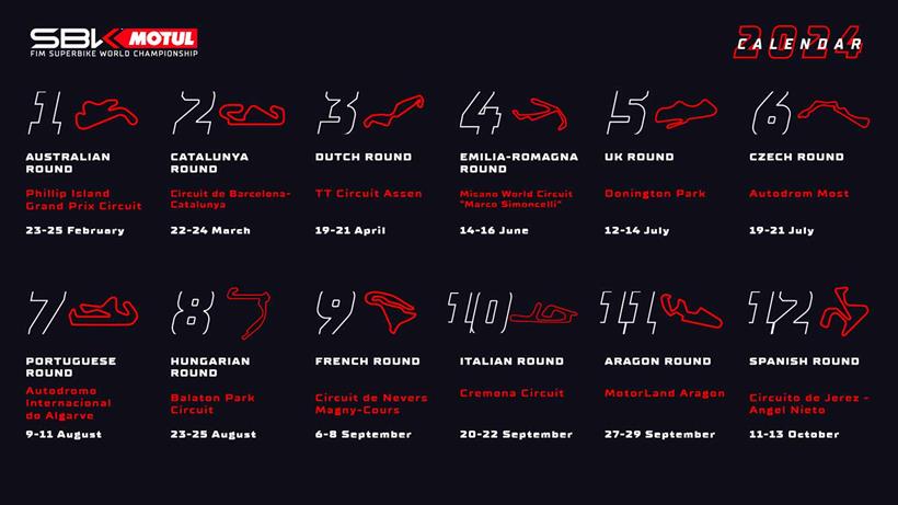 The 2024 World Superbike Championship calendar