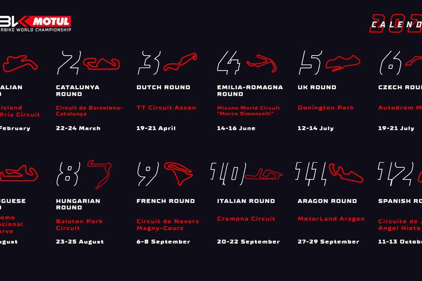 The 2024 World Superbike Championship calendar