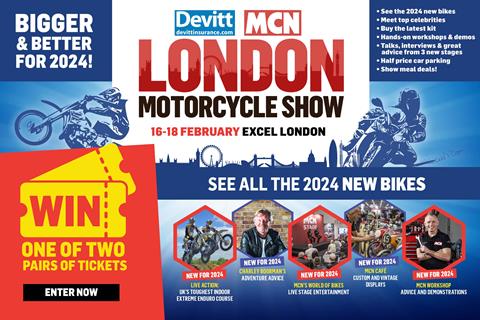 Win one of two pairs of tickets to the Devitt Insurance MCN London Motorcycle Show