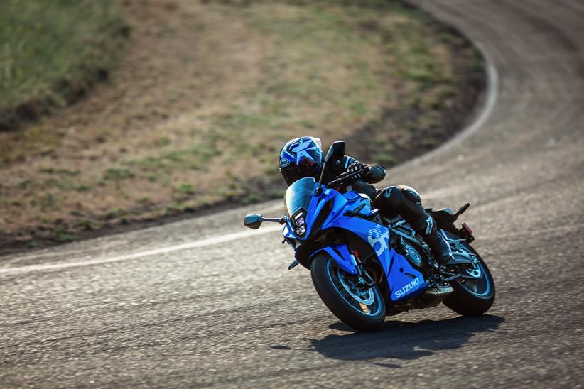 2024 Suzuki GSX-8R blue turning