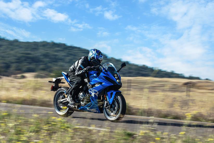 2024 Suzuki GSX-8R front three quarters blue