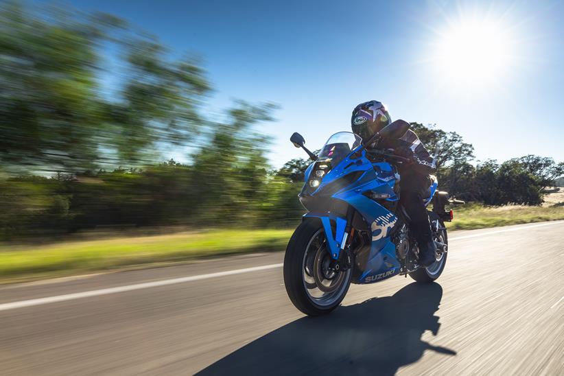 2024 Suzuki GSX-8R front three quarters blue