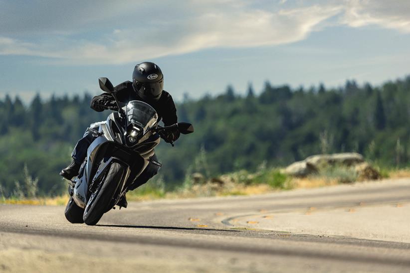 2024 Suzuki GSX-8R in black on a country lane