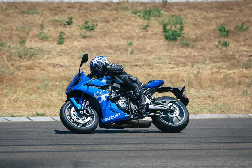 2024 Suzuki GSX-8R blue leant over