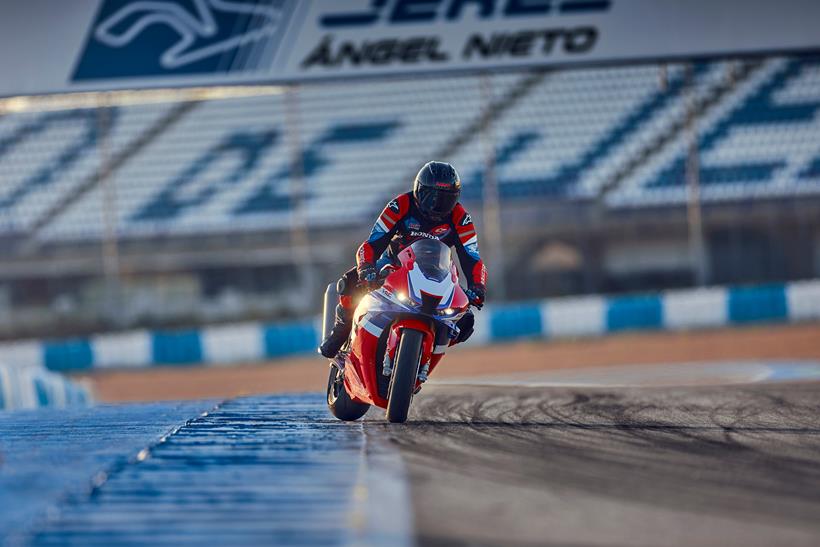 Honda CBR1000RR-R Fireblade SP backing it in on track