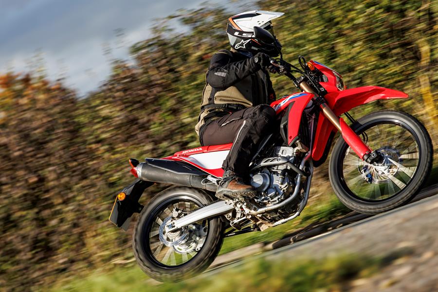 Honda CRF300L - with a rider on the road