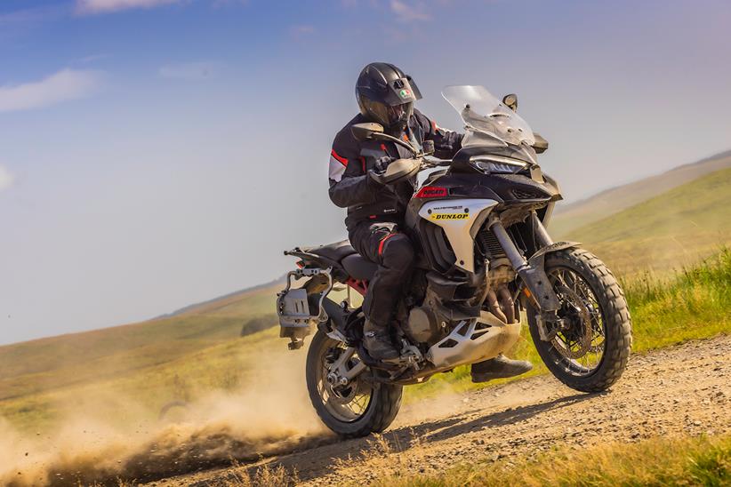 Sliding the rear wheel on a Ducati Multistrada V4 Rally