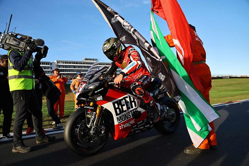 Tommy Bridewell celebrates his title win at Brands Hatch