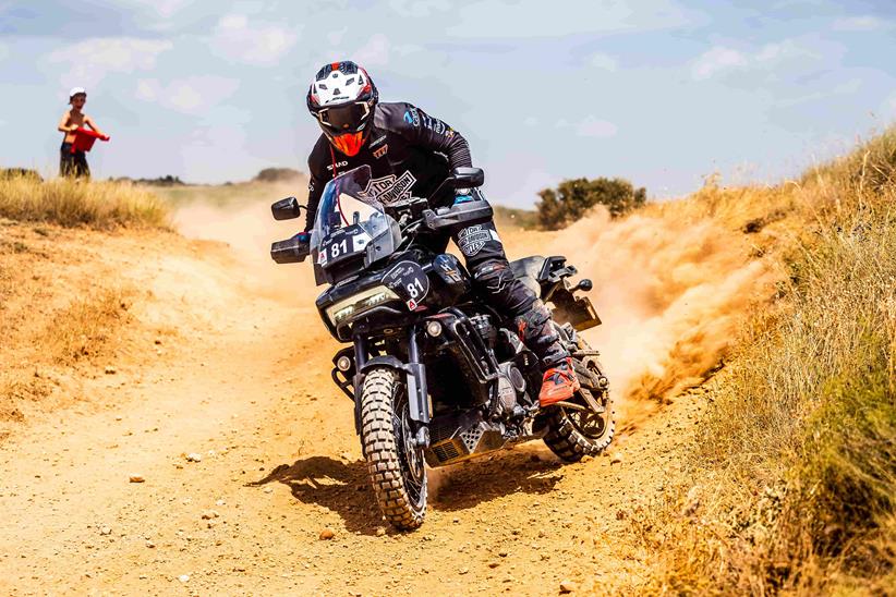 Joan Pedrero rides a Harley-Davidson Pan America off road