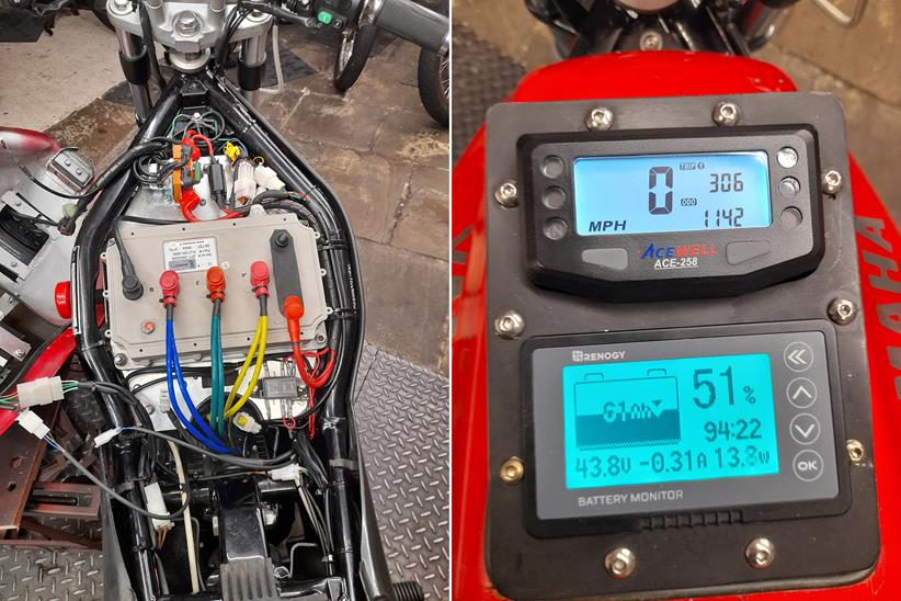 Homemade electric Yamaha Diversion battery and dash readout