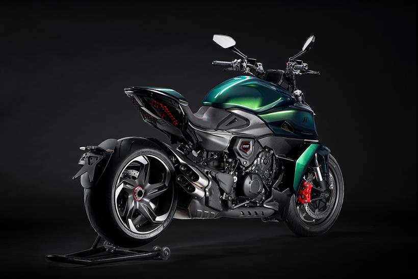 A rear view of the Ducati Diavel for Bentley special edition