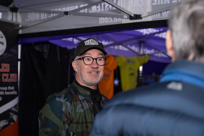 Paul Sims from Mental Health Motorbike talks to visitors. Credit: CAMS PhotoVideo