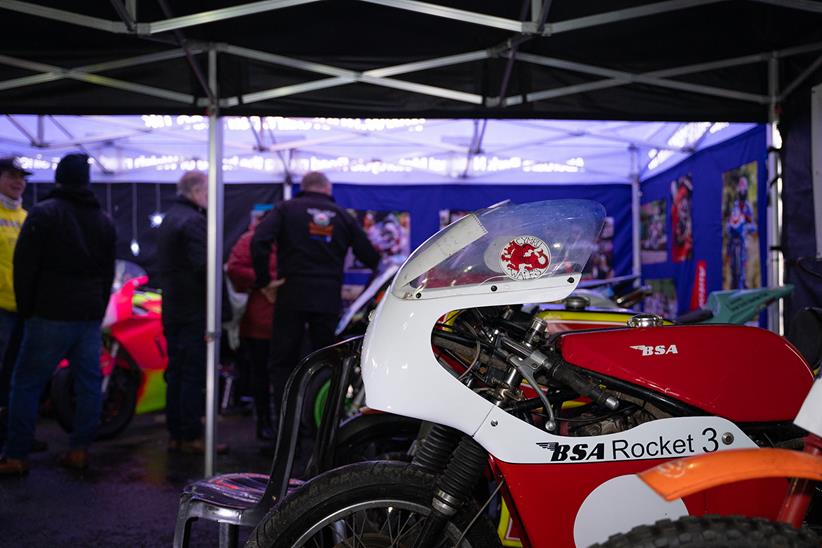 Classic race bikes on display at the Owl's Nest. Credit: CAMS PhotoVideo