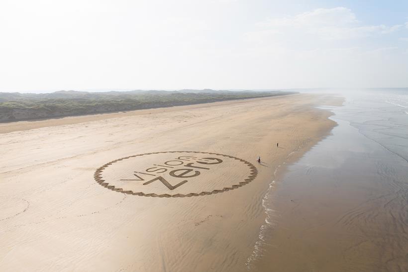 Sand art commissioned by Vision Zero in the South West