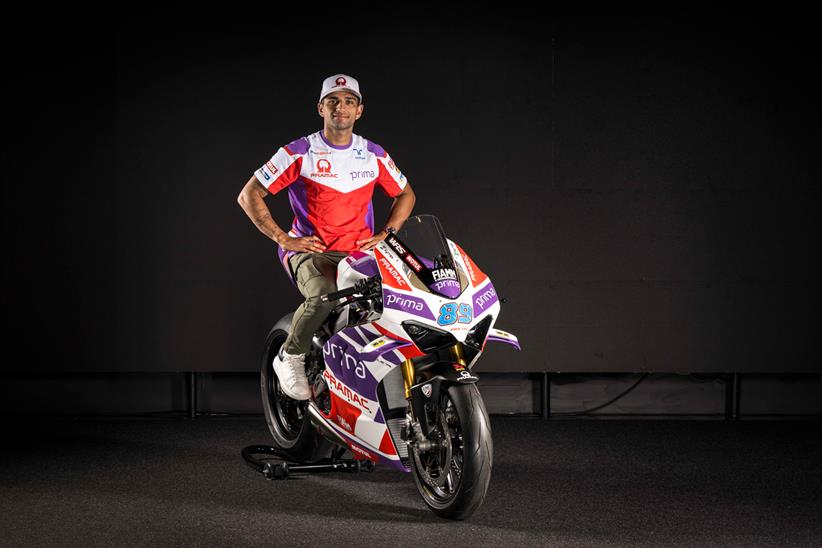 Jorge Martin sits on his special Ducati Panigale V4S