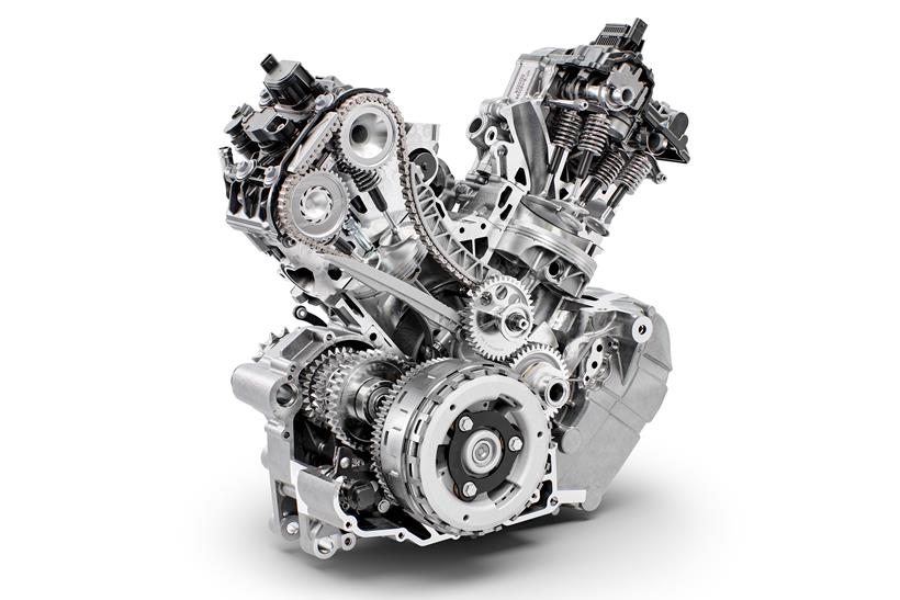 KTM's new LC8 engine cutaway