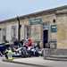 Motorcycles parked outside the Whistlestop Cafe