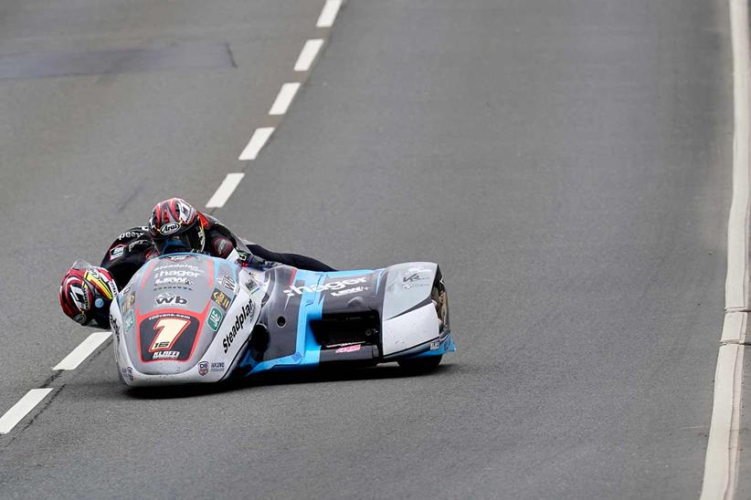 Ben and Tom Birchall on record pace during race two at the 2023 TT