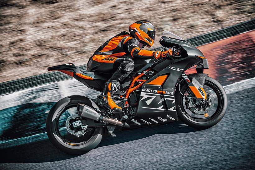 KTM RC 8C cornering on track