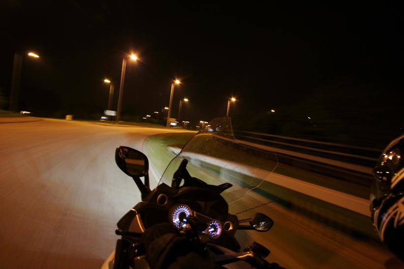 Motorcycle riding at night