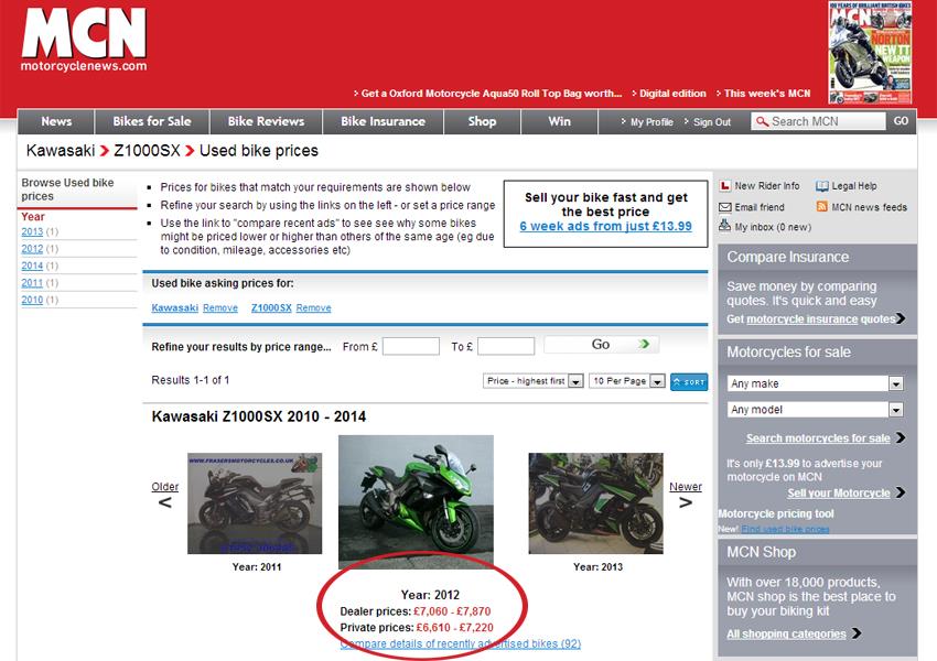 mcn bike valuation