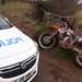 Off-road motorcycle with police car