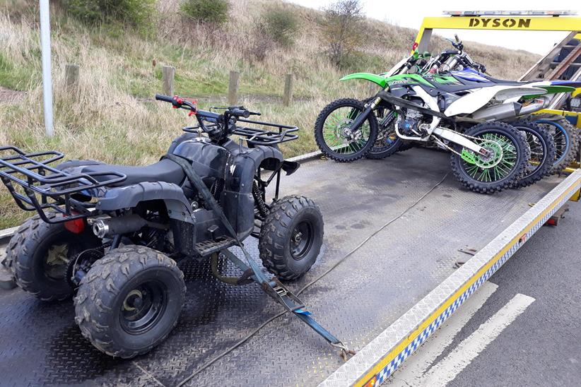 Seized bikes on police recovery vehicle