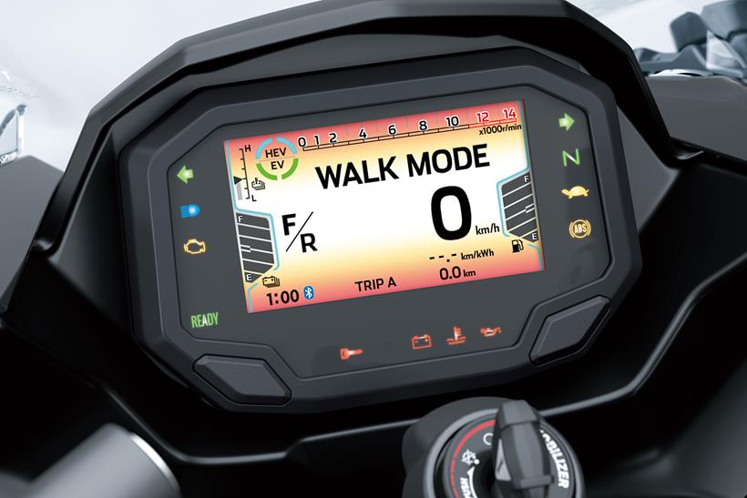 Kawasaki Ninja 7 Hybrid dash in walk mode