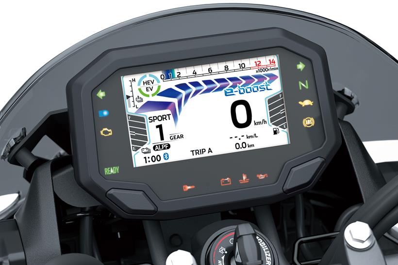 Kawasaki Ninja 7 Hybrid dash in e boost mode