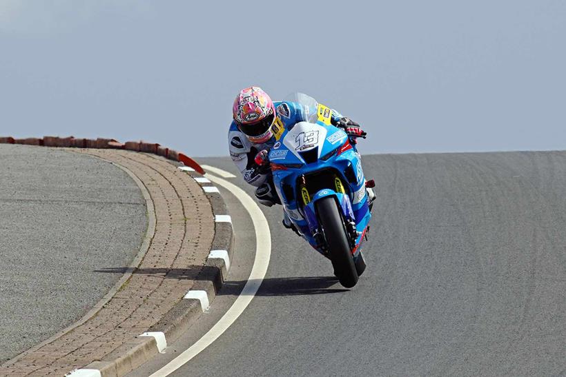 Lee Johnston in action during the opening Superbike practice for the 2023 fonacab Nicholl Oils NW200