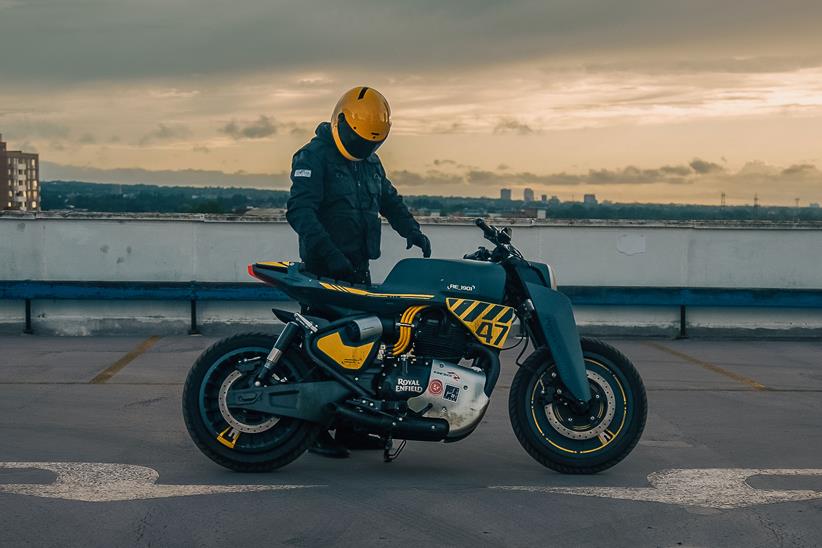 A custom Royal Enfield Shotgun 650 used in Netflix film The Kitchen