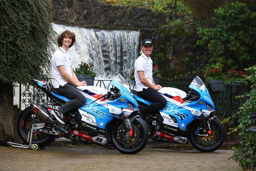 Rory Skinner and Davey Todd with their respective Cheshire Mouldings BMW M1000 RRs.