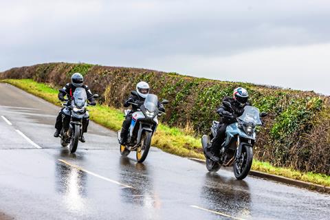 Middleweight road-going adventure mega-test! We pit V-Strom 800RE vs Transalp vs Tiger 850 Sport