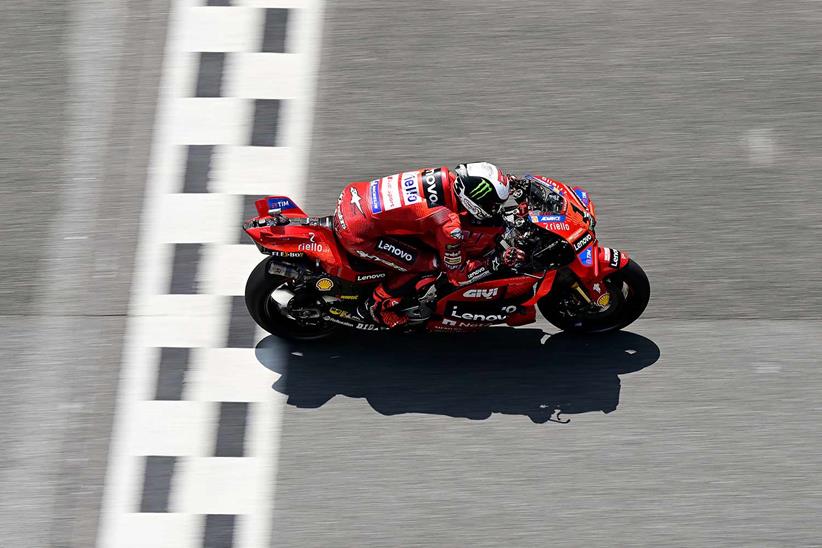 Pecco Bagnaia crosses the line and tops the Sepang Test