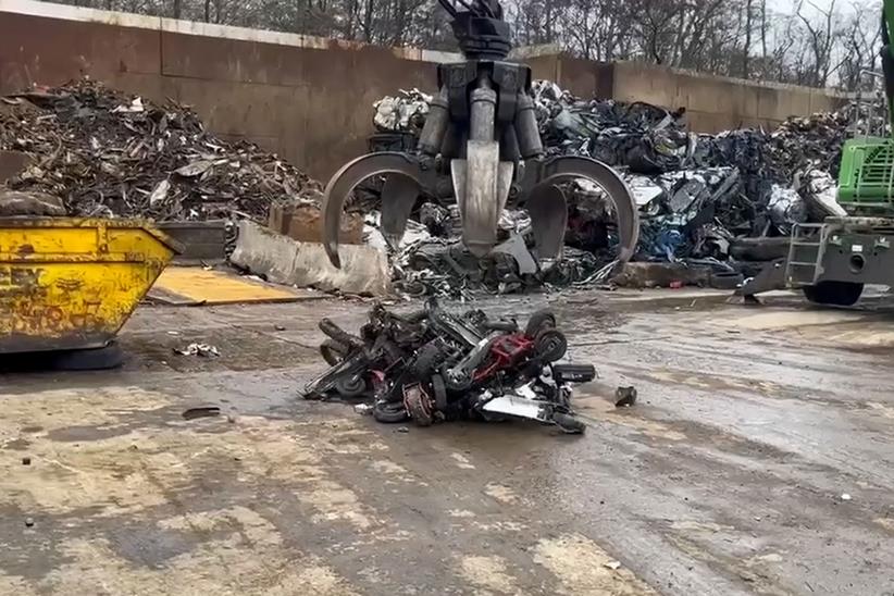 Crushing illegal e-bikes and scooters on the Isle of Wight