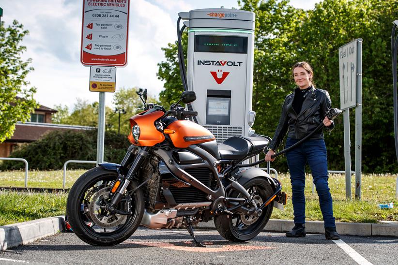 Harley Davidson Livewire at charging station