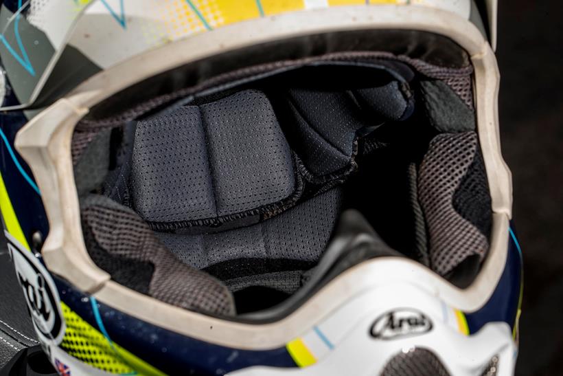 Inner padding of the Arai MX-V helmet