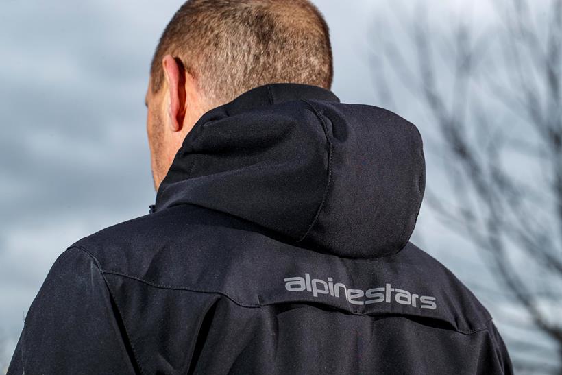 Close up of the hood on the Alpinestars Domino Tech jacket