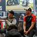 John McGuinness and Peter Hickman on stage at the Devitt MCN London Motorcycle Show 2024