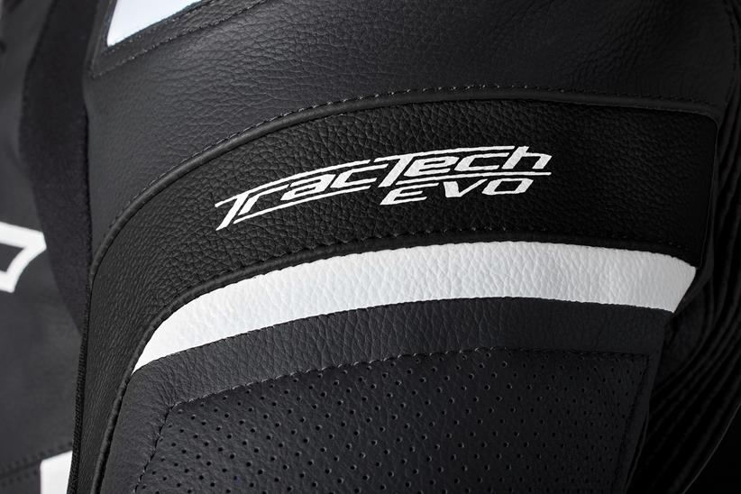 Close up of the logo on the RST TracTech Evo 5 Leather Jacket