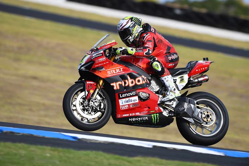 Alvaro Bautista in action at the Phillip Island WorldSBK Test