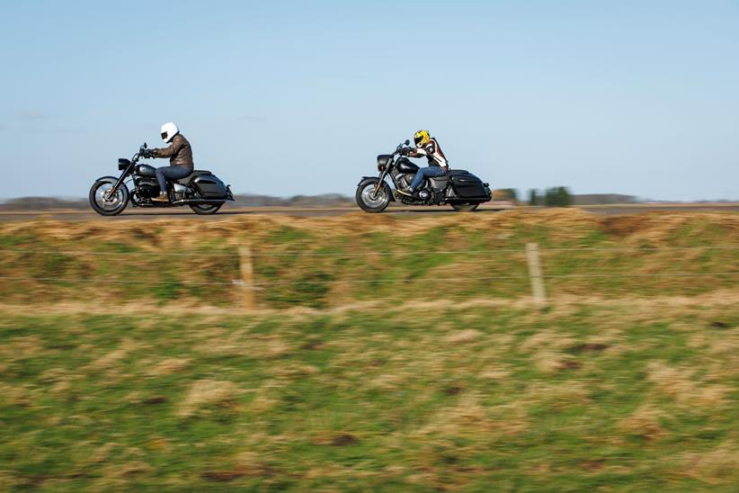 Two baggers on a fenland blast - BMW R18 Roctane and Indian Springfield Dark Horse