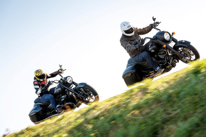 Riding the Indian Springfield Dark Horse and BMW R18 Roctane together in the 'wild east' of the UK