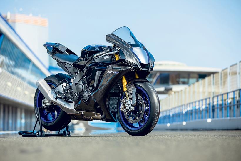 2020-on Yamaha R1M parked in a pitlane